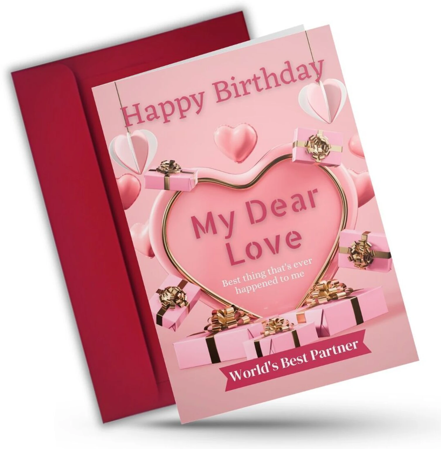 Husband Wife Lover Boyfriend Girlfriend Birthday Printed Red Card - Image 2