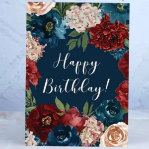 Blue-Floral Husband Wife Lover Boyfriend Girlfriend Birthday Printed