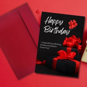 Red-Black Printed Birthday Card Greeting Card